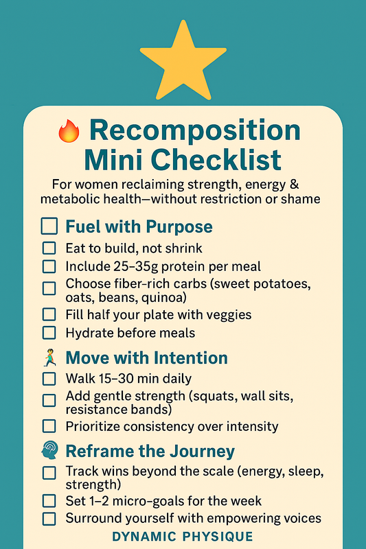 🌟 Recomposition Mini Checklist: For women reclaiming strength, energy & metabolic health—without restriction or shame